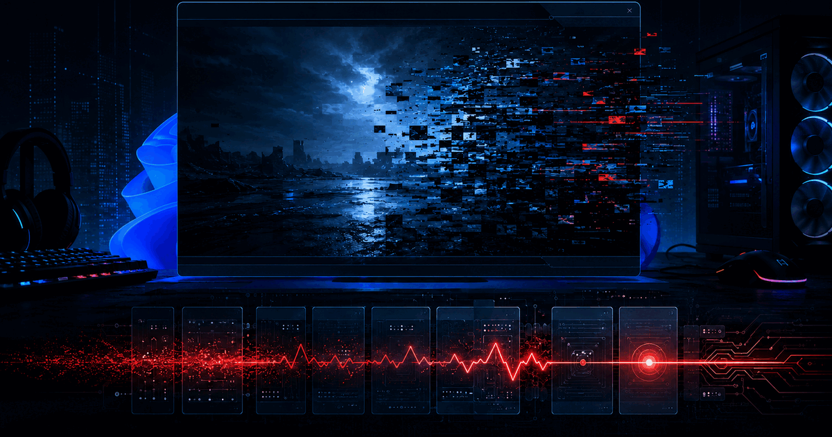 Illustration éditoriale GPUStores d’un plantage de jeu lié à un pilote RVB sous Windows 11
